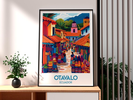Otavalo Ecuador Colorful Andean Market Street Village Travel Poster