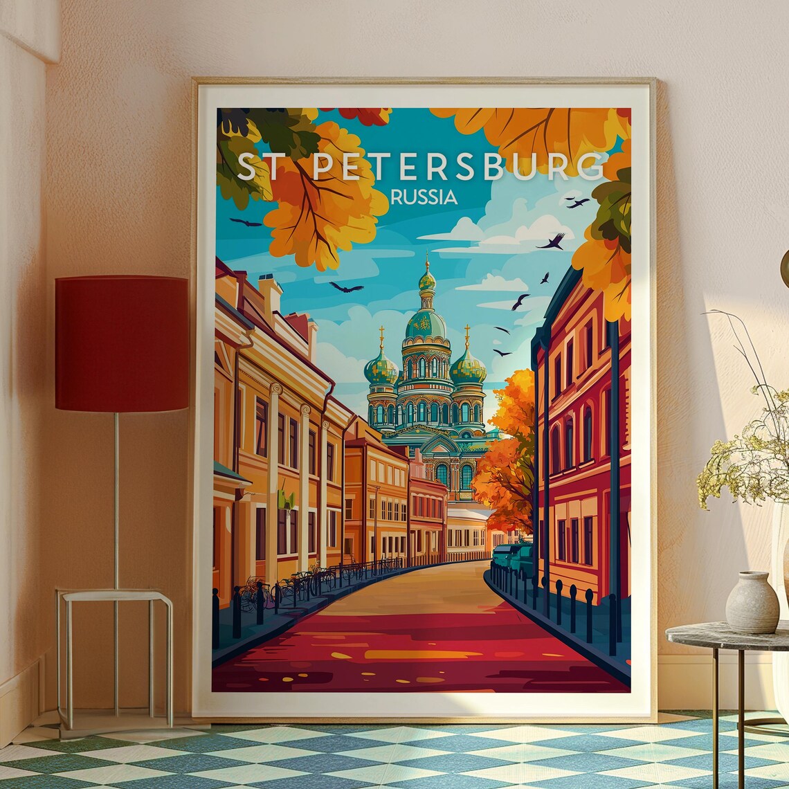 St Petersburg Russia Church of Spilled Blood Autumn Travel Poster - Image 2