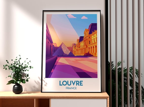 The Louvre Print France Wall Art Paris Poster City Travel Gift For Traveller French