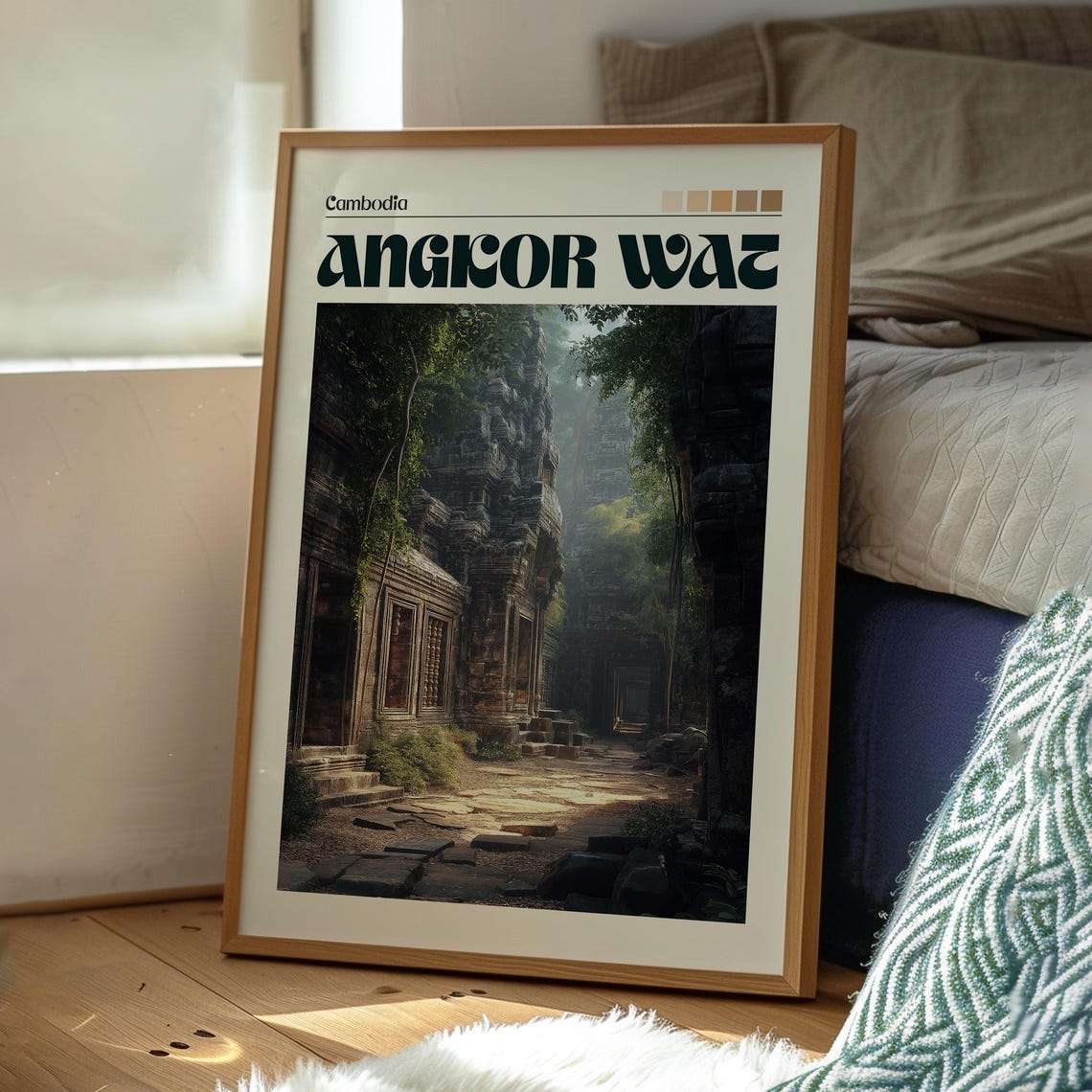 Angkor Wat Cambodia Jungle Temple Ruins Vintage Travel Poster - Image 3