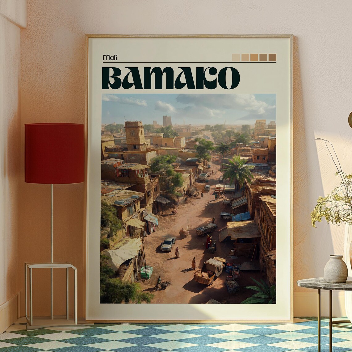 Bamako Mali Vintage West African Old Town Street Scene Travel Poster - Image 2