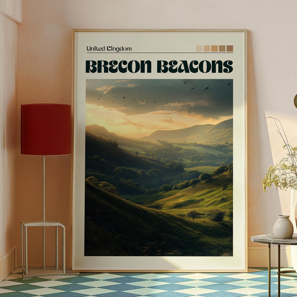Brecon Beacons Wales Sunset Valley Photo Style Travel Art Poster - Image 2