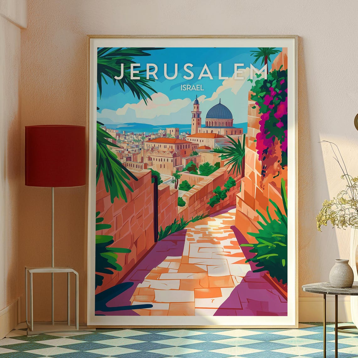 Jerusalem Israel Old City Dome Steps Ancient Stone Lane Poster - Image 2