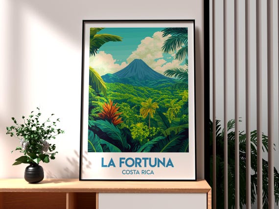 La Fortuna Print Costa Rica Wall Art Central America Poster Travel San Carlos