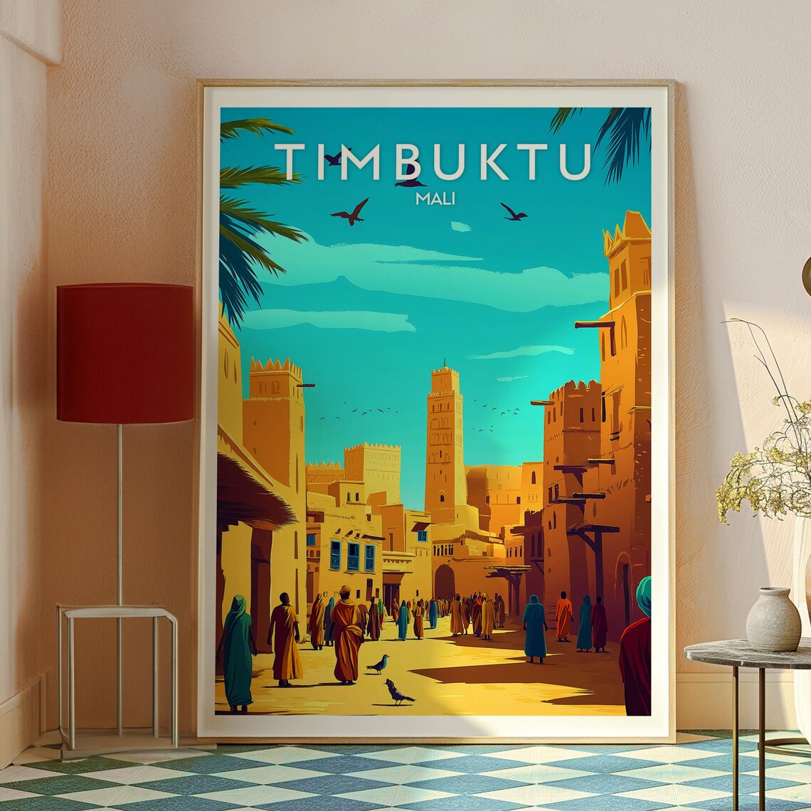 Timbuktu Mali Sahara Desert Market Street Vintage Travel Poster - Image 2