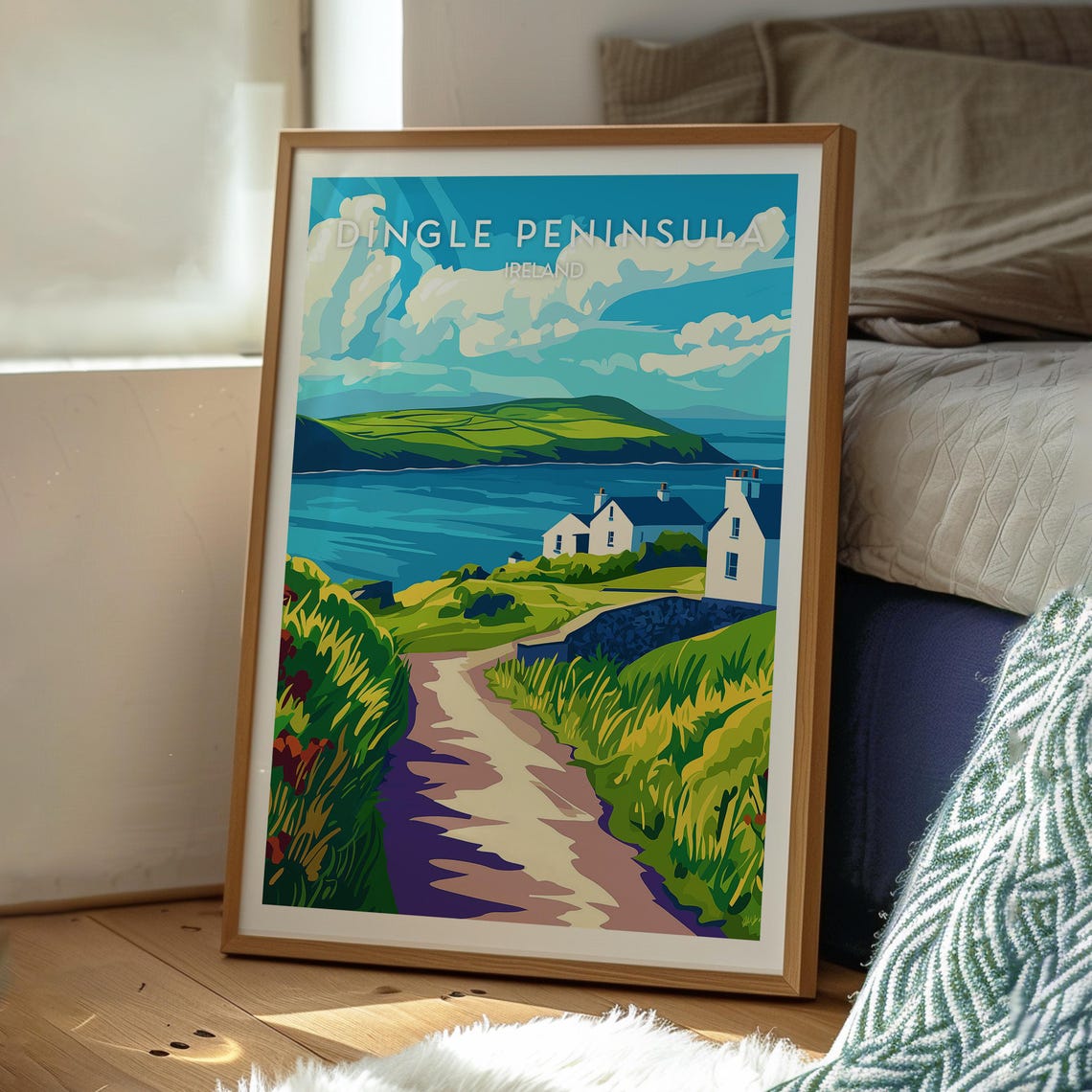 Dingle Peninsula Ireland Vintage Travel Poster Green Headland Sea - Image 3