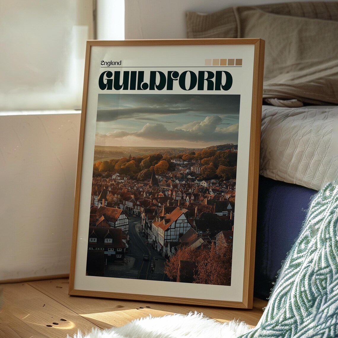 Guildford England Historic Surrey Market Town Autumn Sunset Poster - Image 3