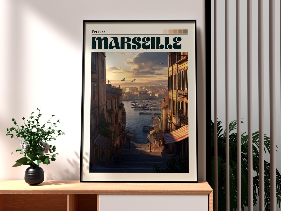 Marseille France Old Port Harbor Sailboats Sunset View Poster