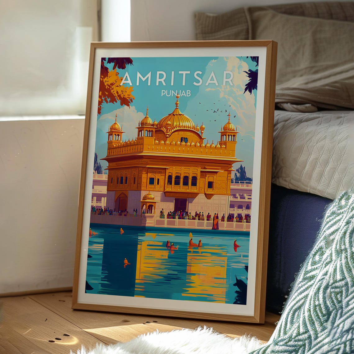 Amritsar Golden Temple Punjab India Skyline View Travel Poster - Image 3