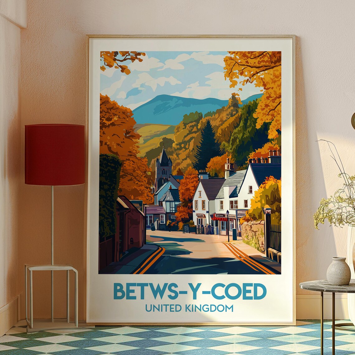 Betws Y Coed Wales Autumn Village Mountain Street Travel Poster - Image 2