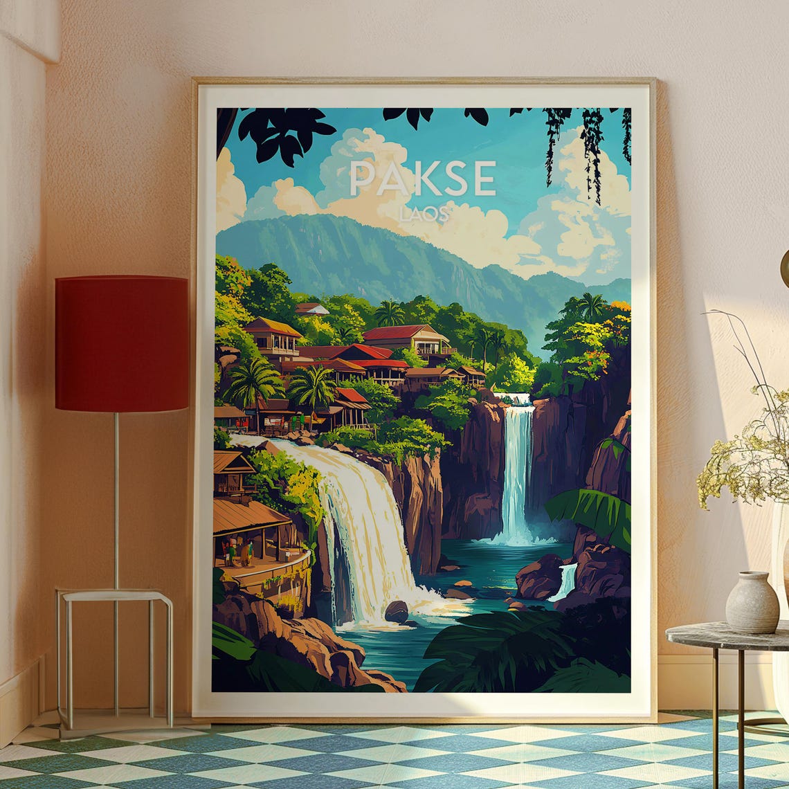 Pakse Laos Waterfall Jungle Town Southern Laos Travel Poster - Image 2