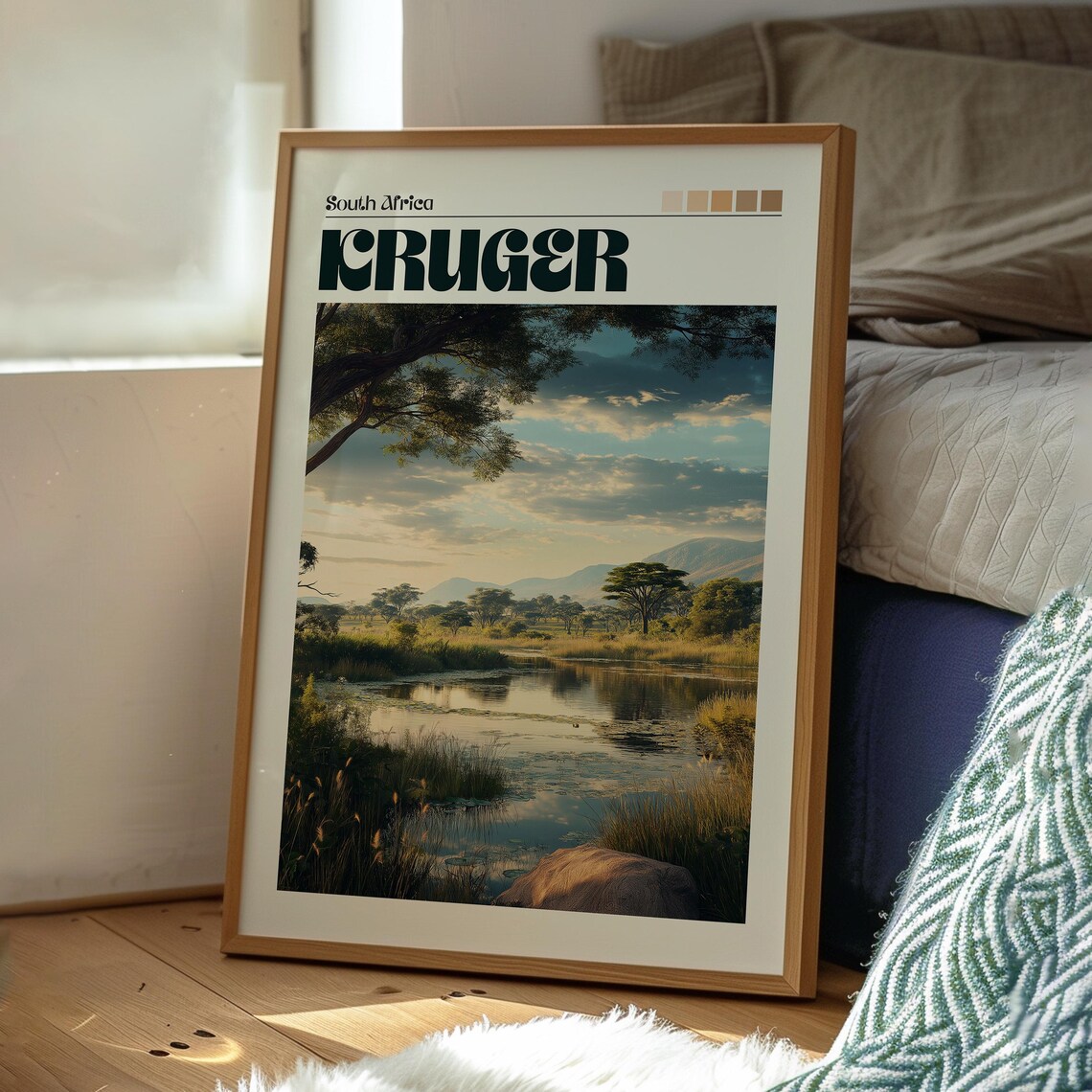 Kruger National Park South Africa Safari Sunset River Landscape Poster - Image 3