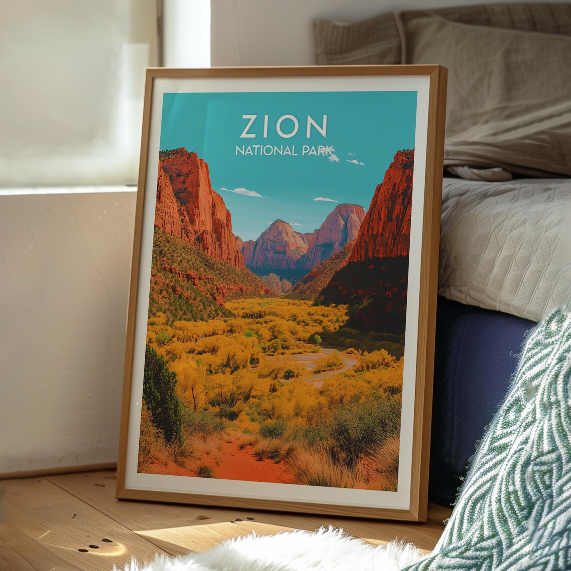 Zion National Park Utah Red Rock Desert Canyon Travel Poster - Image 3