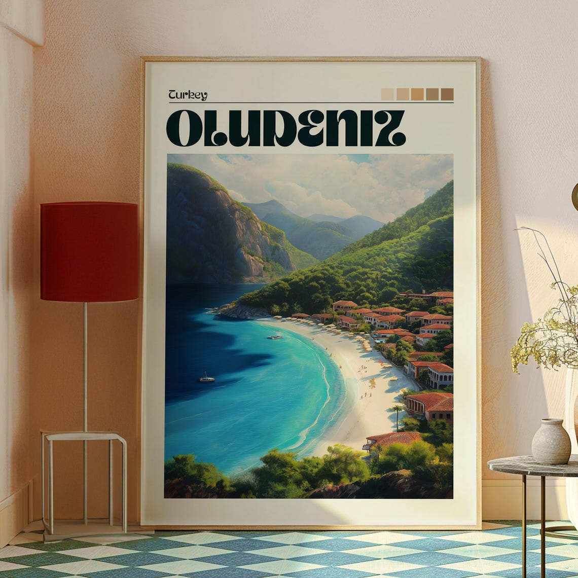 Oludeniz Turkey Blue Lagoon Beach Mountain Resort Travel Poster - Image 2