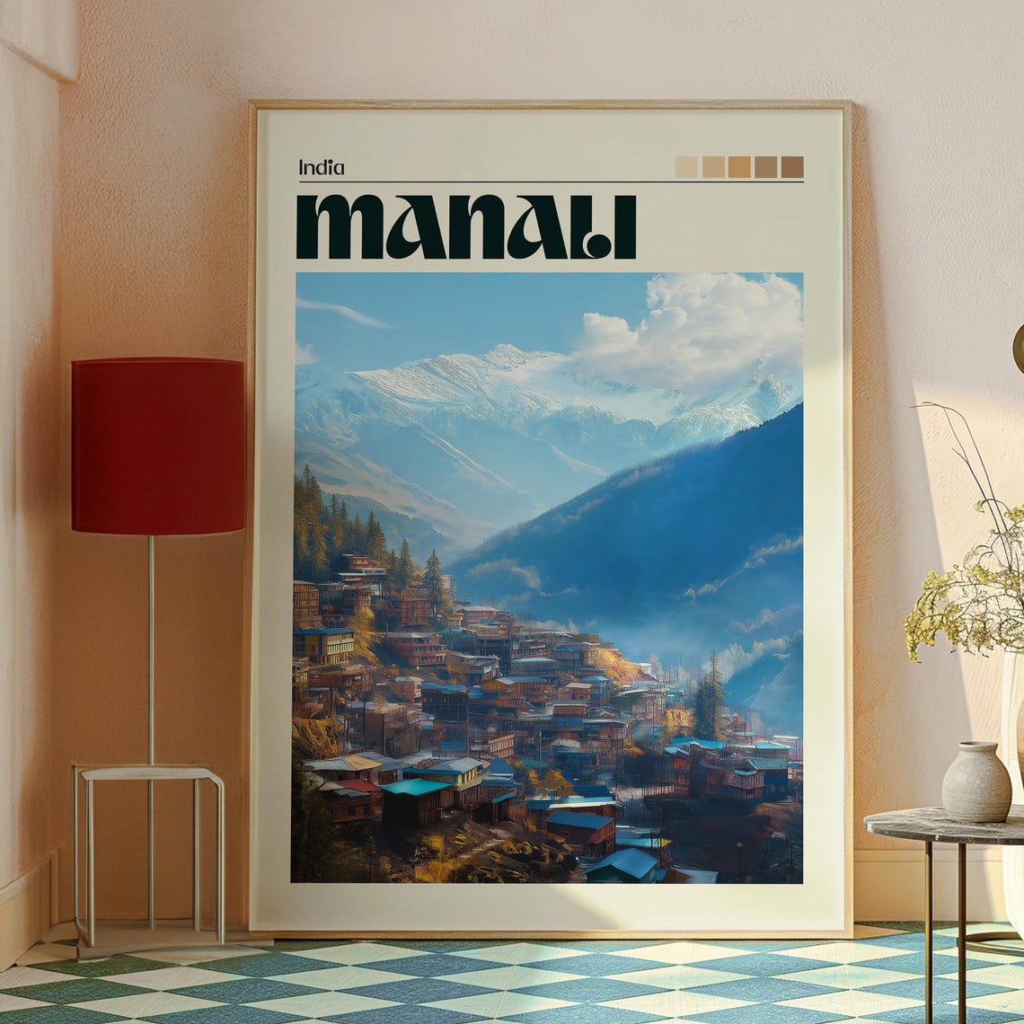 Manali India Himalayan Mountain Town Village Snowy Peaks Poster - Image 2