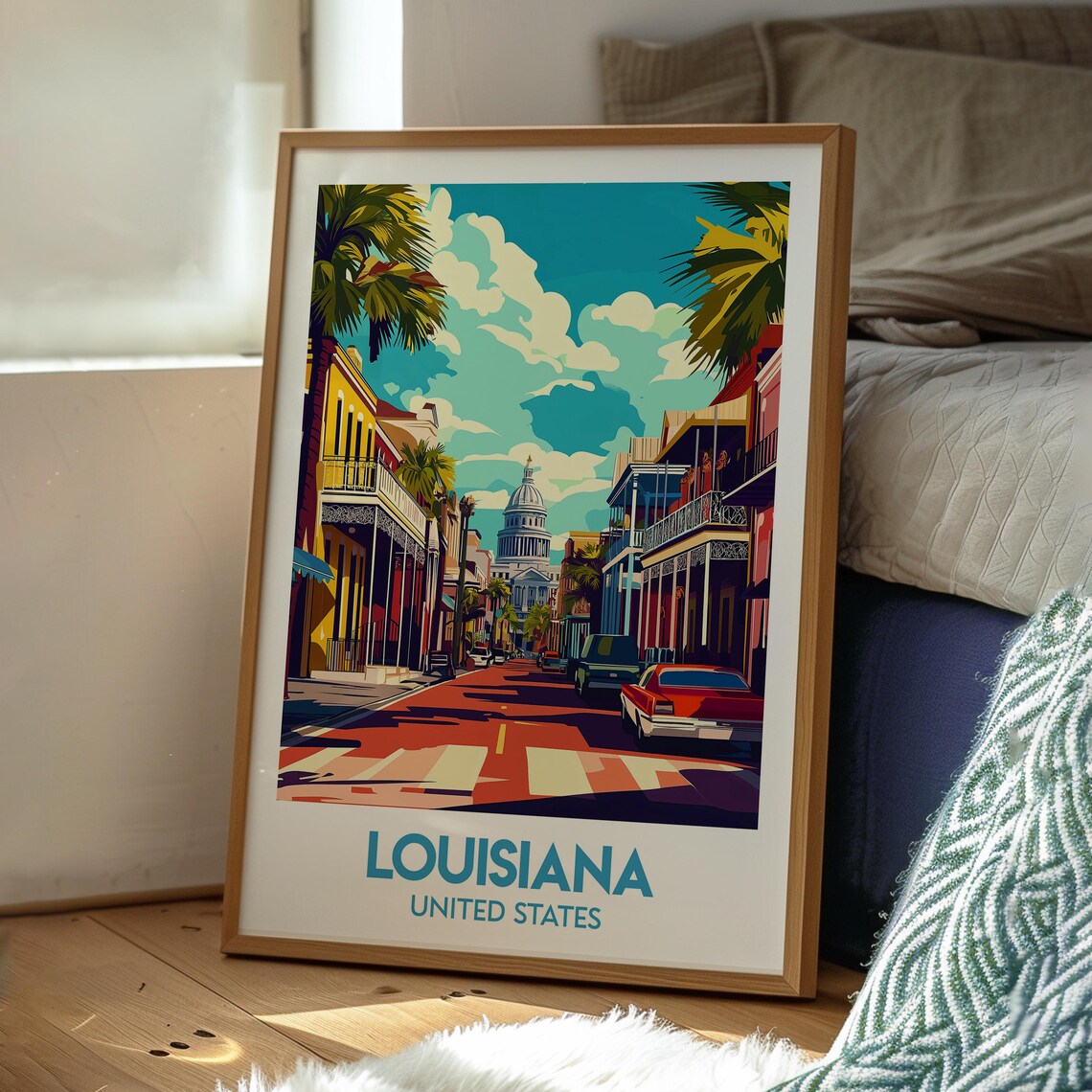 Louisiana United States New Orleans Street Vintage Cars Poster - Image 3