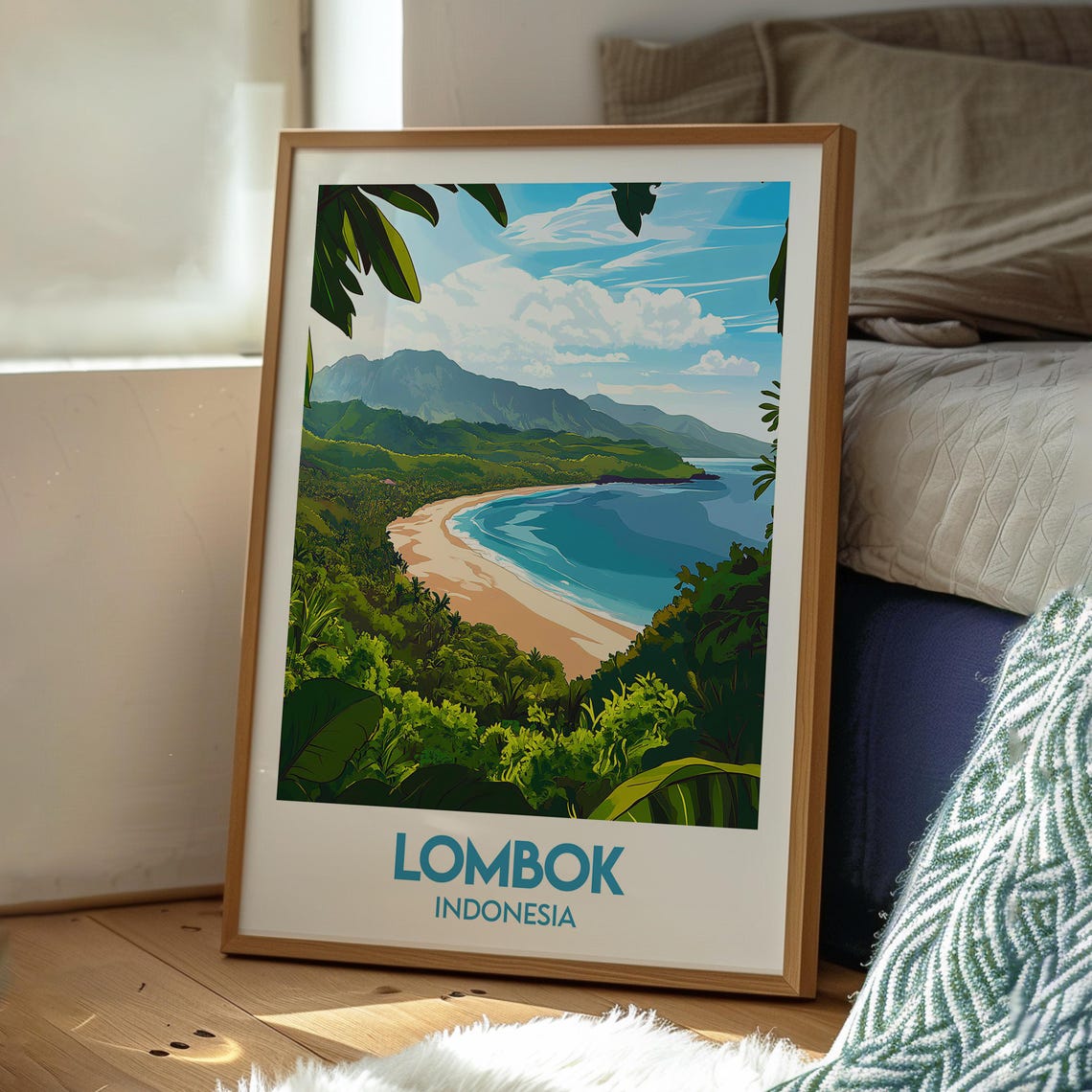 Lombok Indonesia Tropical Beach Bay Seen From The Jungle Poster - Image 3