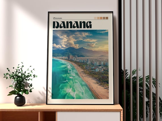 Da Nang Vietnam Beach City Aerial Turquoise Coast Travel Poster
