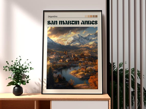 San Martin De Los Andes Travel Print Argentina Wall Art South America Poster Mountains