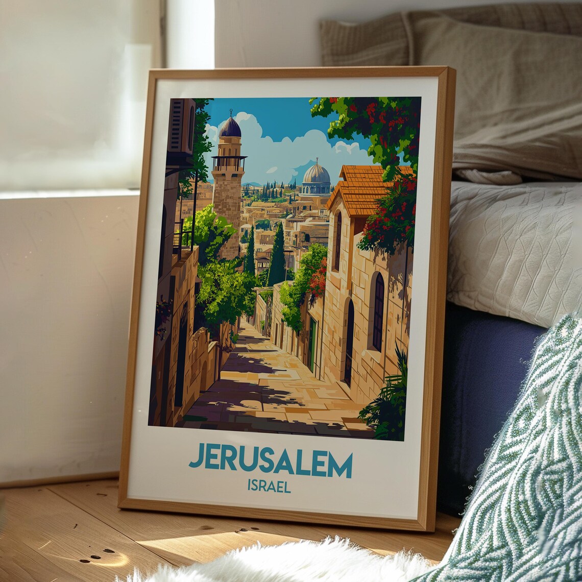 Jerusalem Israel Historic Old City Stone Street Dome Skyline Poster - Image 3