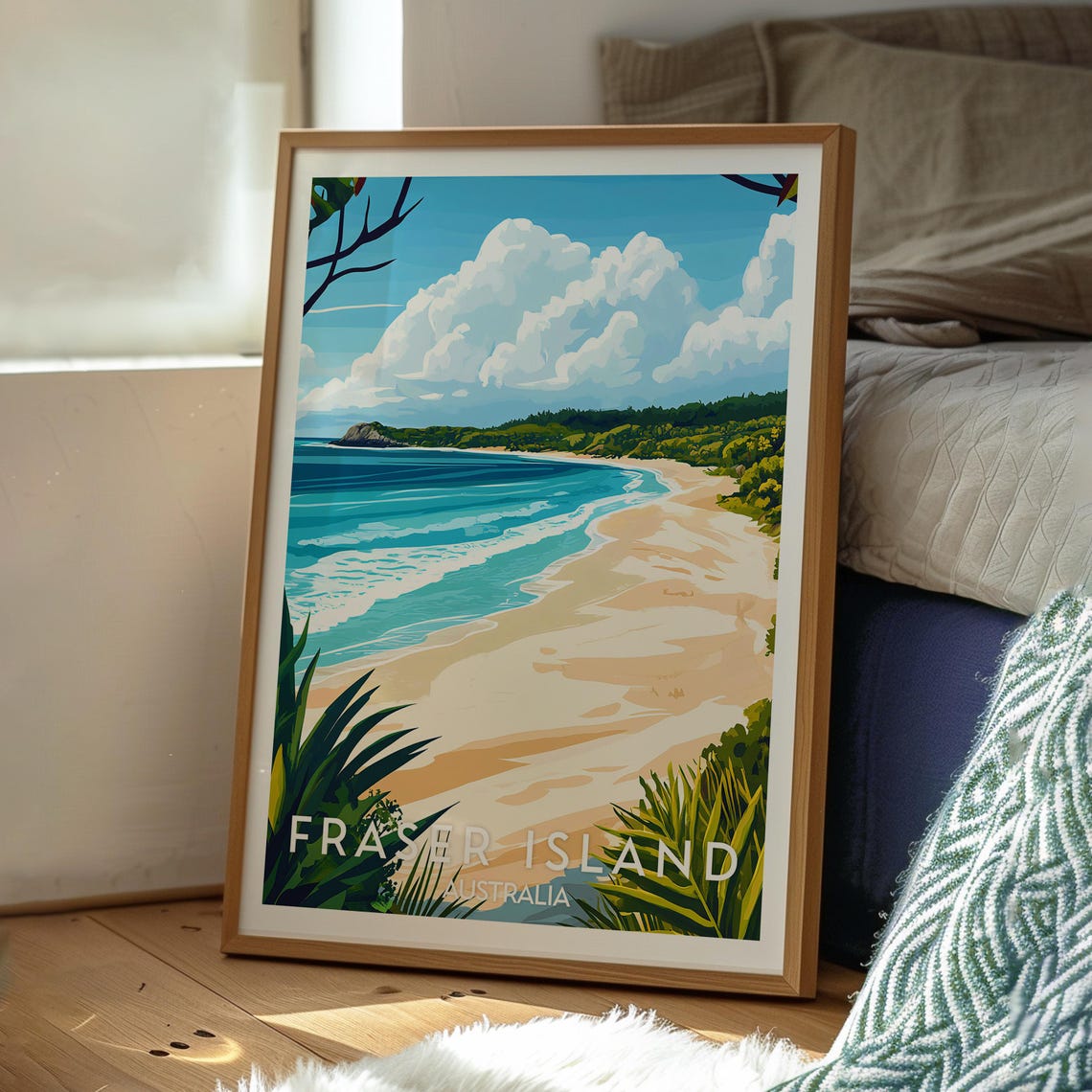 Fraser Island Australia Sandy Beach Ocean Coast Travel Art Poster - Image 3