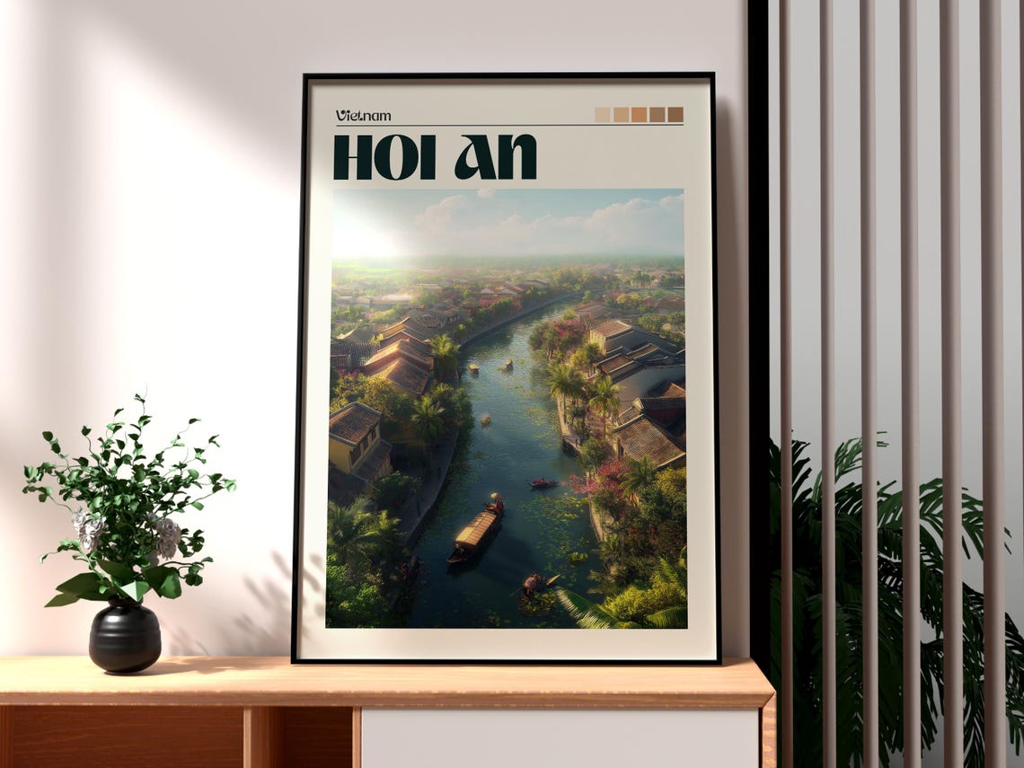 Hoi An Print Vietnam Wall Art Poster Travel Backpacking Lanterns