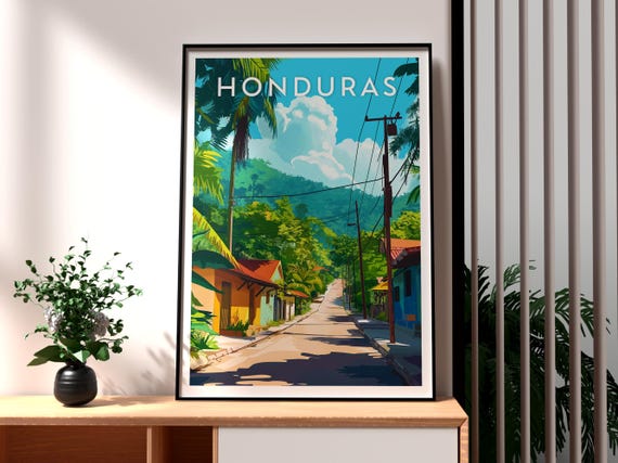 Honduras Print Wall Art Coast Beach Travel Central America