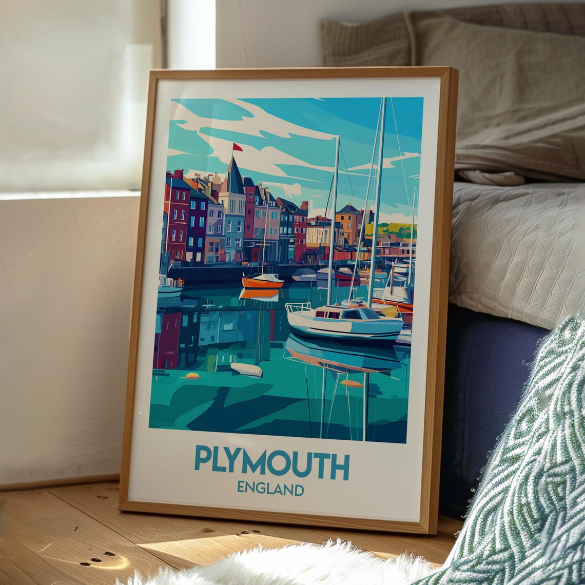 Plymouth Devon Coast Harbour Travel Poster - Image 3