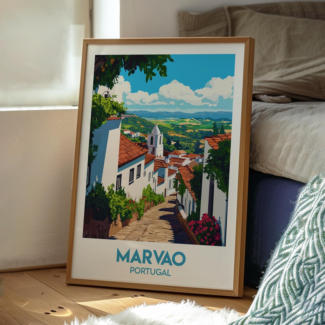 Marvao Portugal Whitewashed Village Hilltop Old Town Travel Poster - Image 3