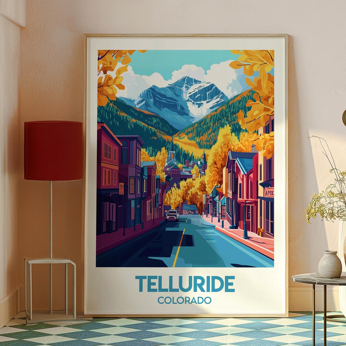Telluride Colorado Mountain Town Autumn Street Snow Peak Scenic Travel Poster - Image 2