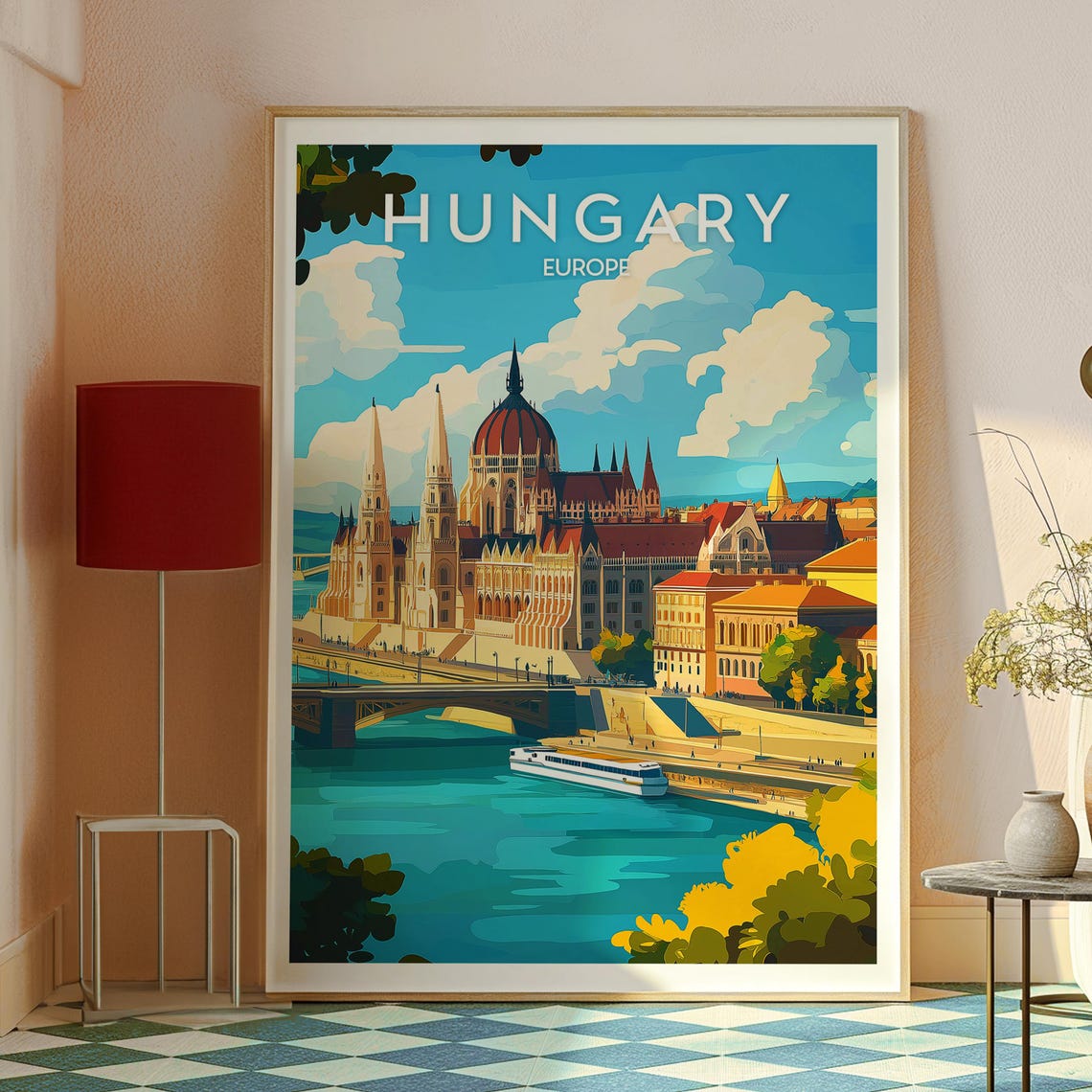 Hungary Europe Budapest Parliament Danube Riverfront Travel Poster - Image 2