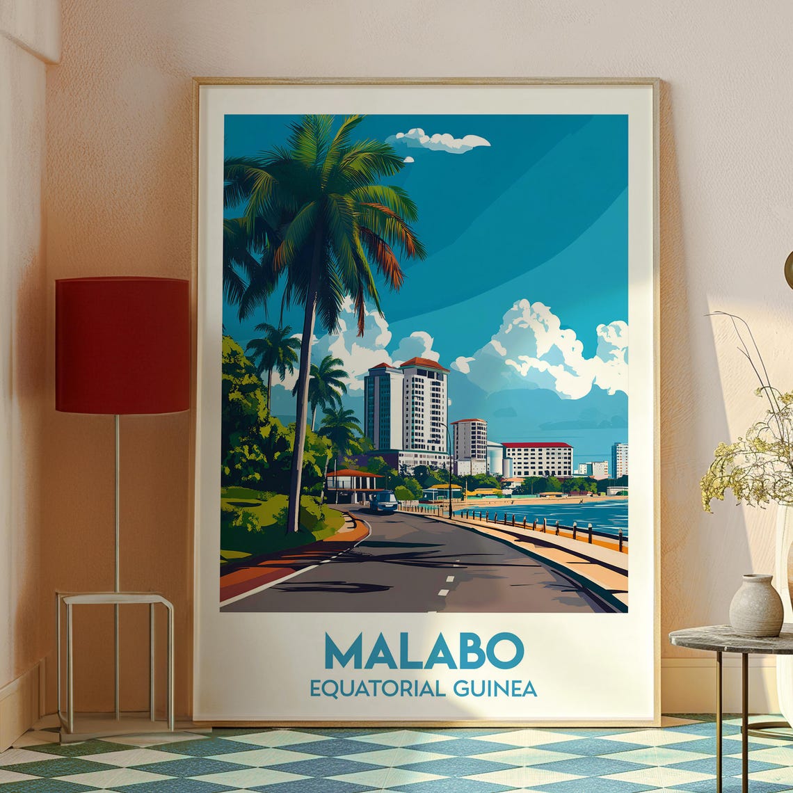 Malabo Equatorial Guinea Coastal Boulevard Retro Travel Poster - Image 2