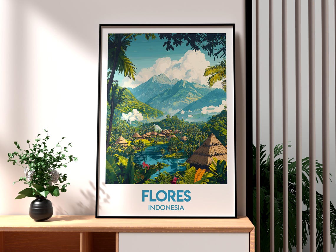 Flores Travel Print Indonesia Wall Art Island Sunda Islands Poster Backpacking Gift