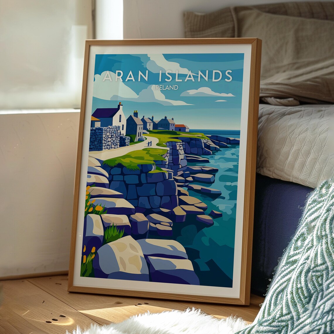 Aran Islands Ireland Cliffs and Fishing Village Travel Poster - Image 3