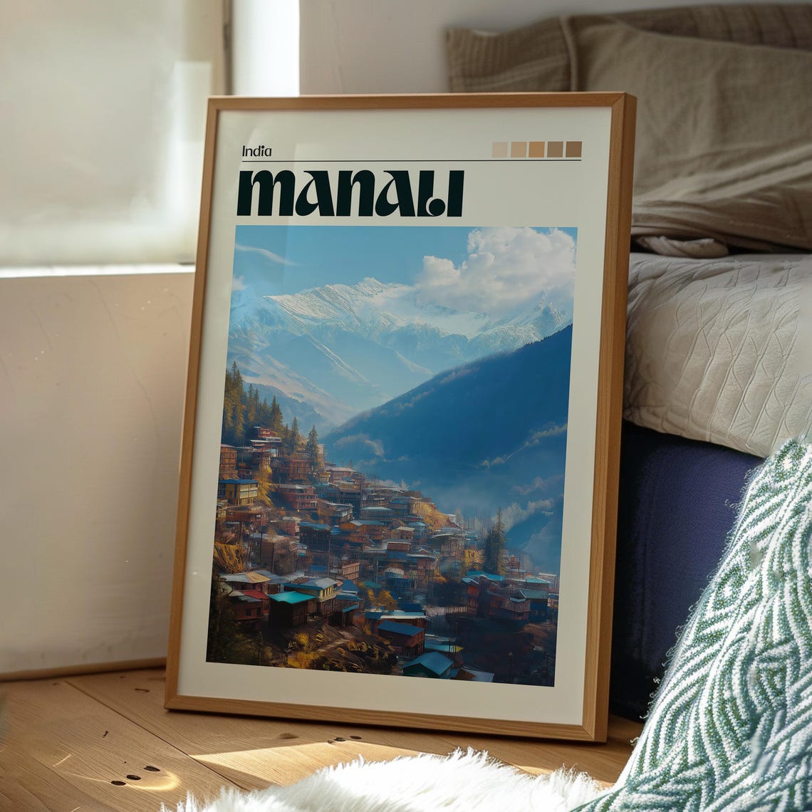 Manali India Himalayan Mountain Town Village Snowy Peaks Poster - Image 3