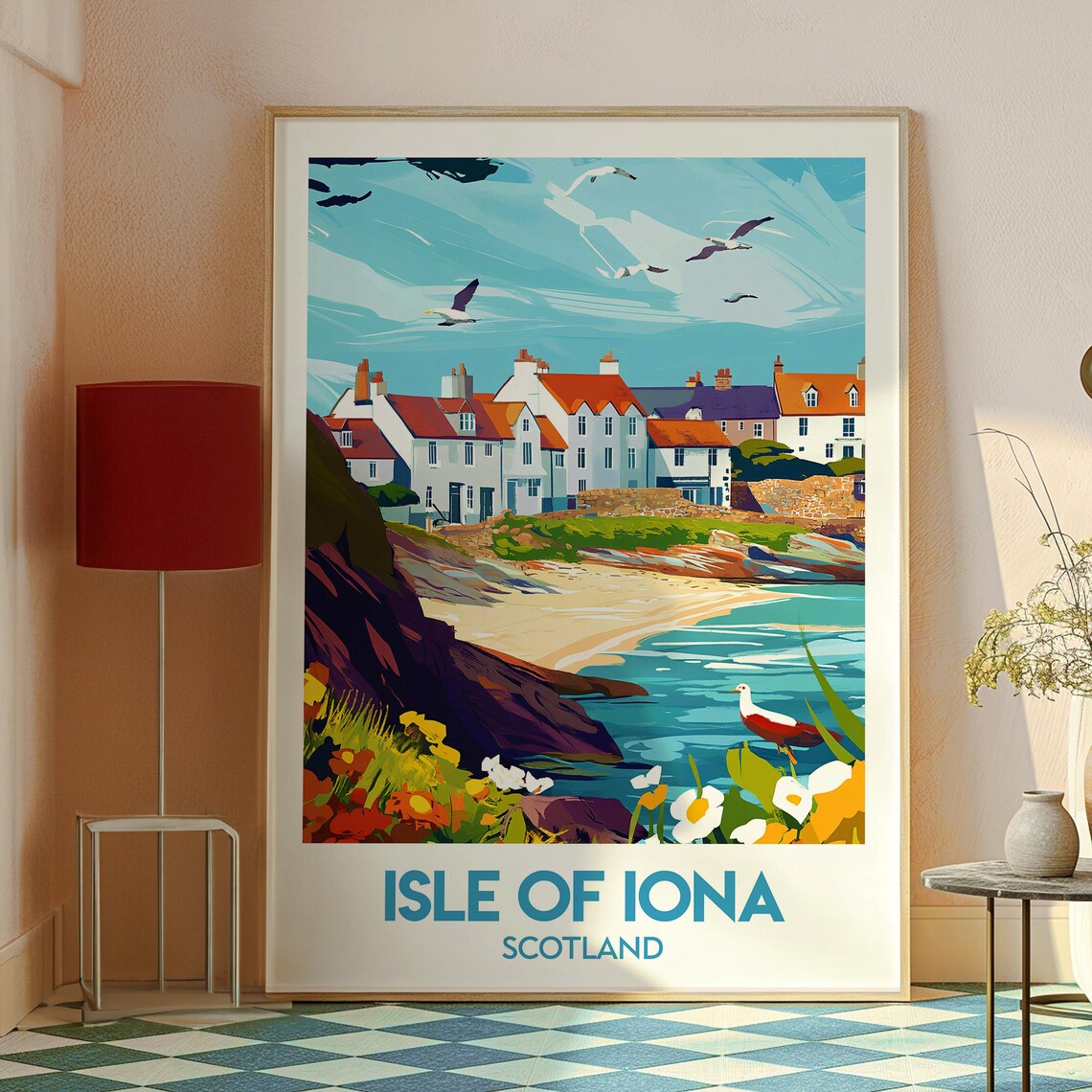 Isle of Iona Scotland Seaside Village Cove Wildflowers Travel Poster - Image 2