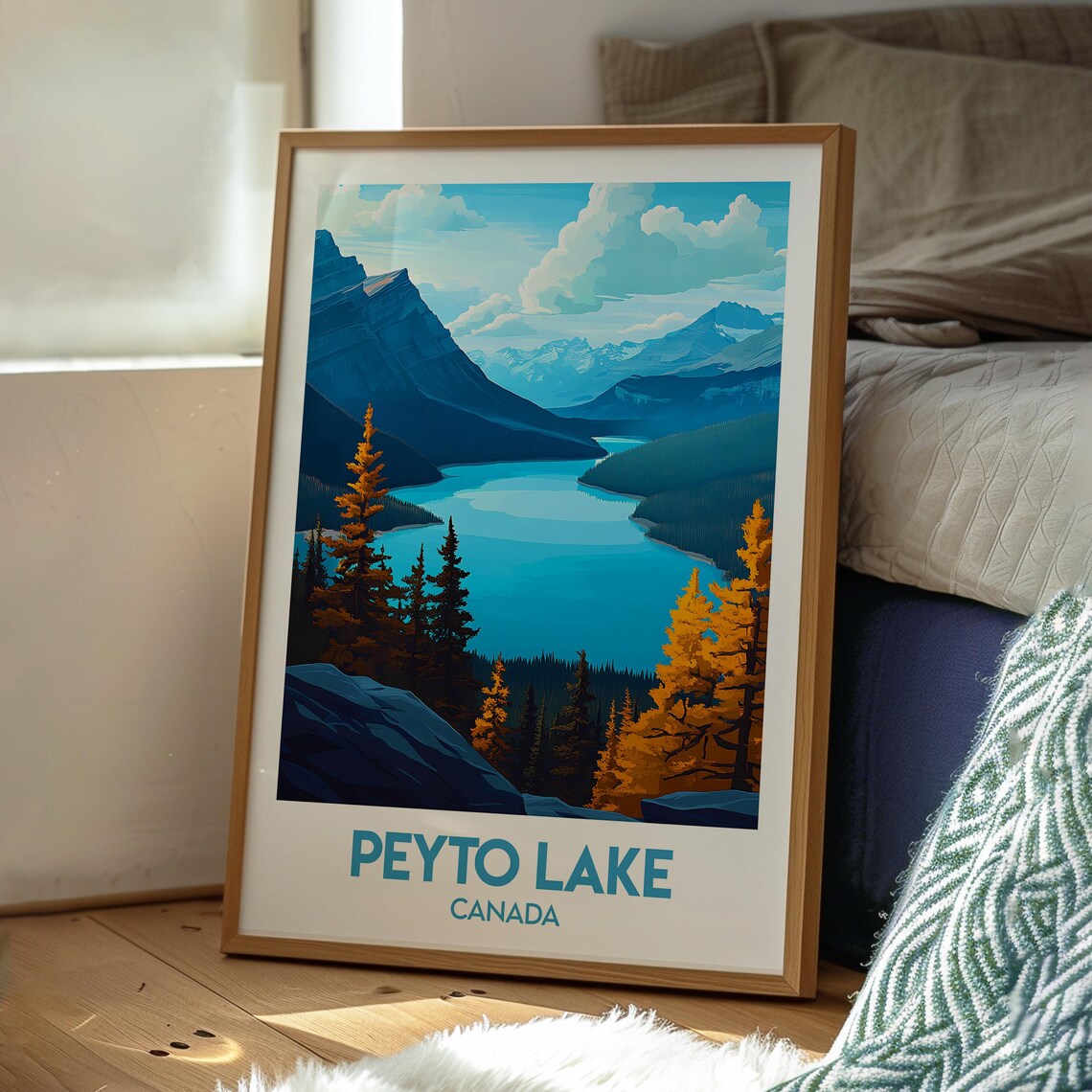 Peyto Lake Canada Turquoise Lake Autumn Larches Travel Poster - Image 3