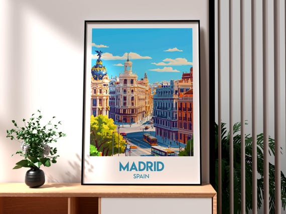 Madrid Travel Poster, Spain Vacation Wall Art
