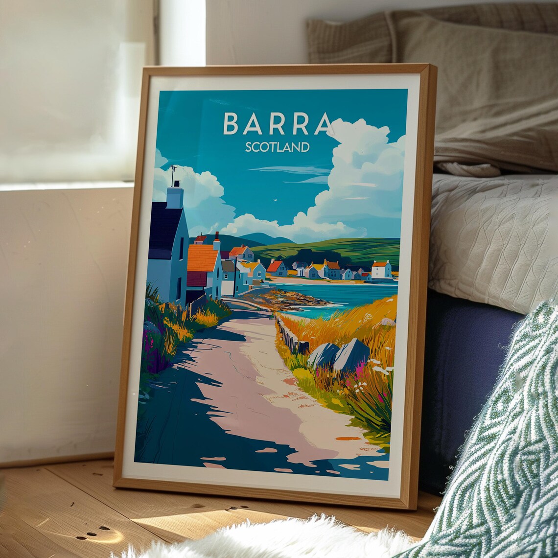 Barra Scotland Coastal Village Landscape Vintage Travel Style Poster - Image 3