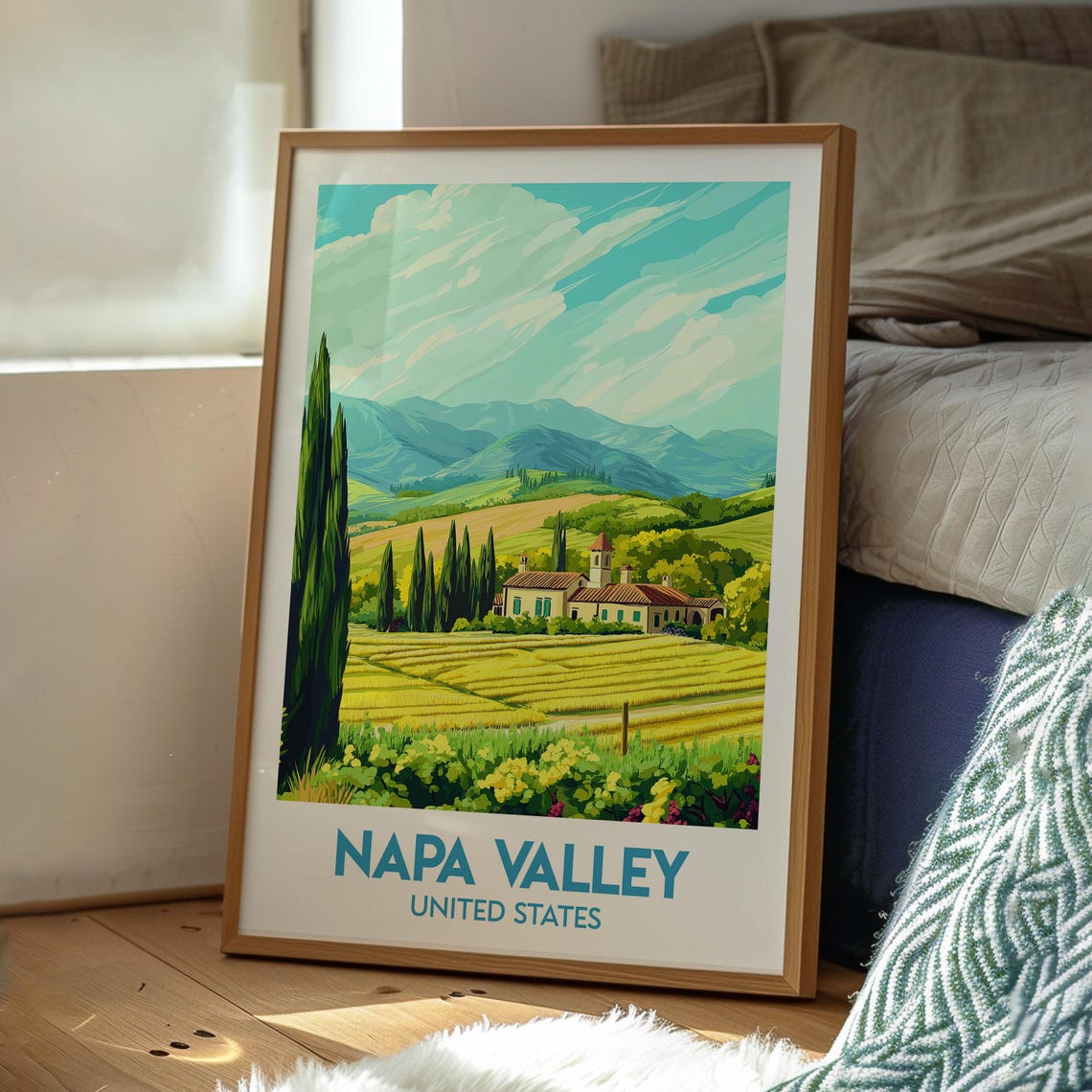 Napa Valley United States Vineyard Rows Cypress Hills Poster - Image 3