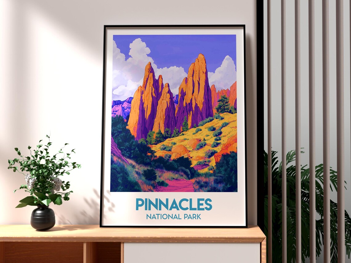 Pinnacles National Park Rock Spires Desert California Travel Poster