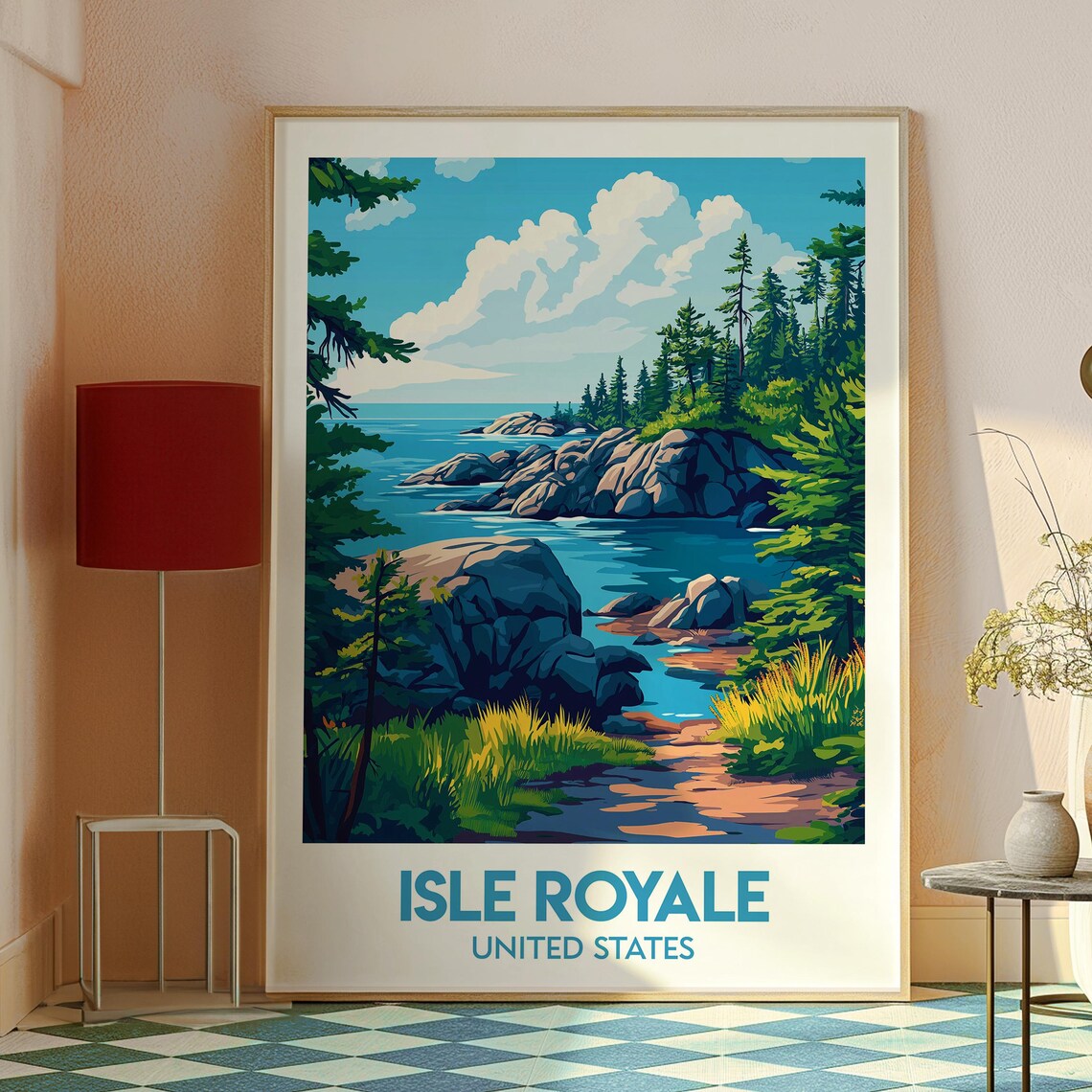 Isle Royale USA Rocky Shoreline Lake Superior Wilderness Poster - Image 2