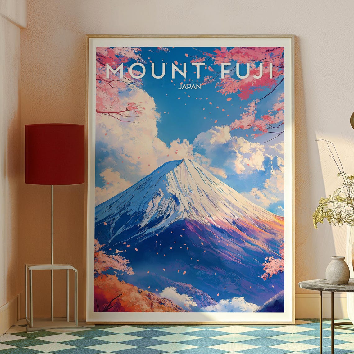 Mount Fuji Japan Cherry Blossom Snow Capped Peak Travel Poster - Image 2