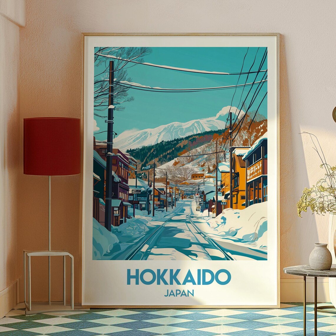Hokkaido Japan Skiing Travel Poster, North Island - Image 2