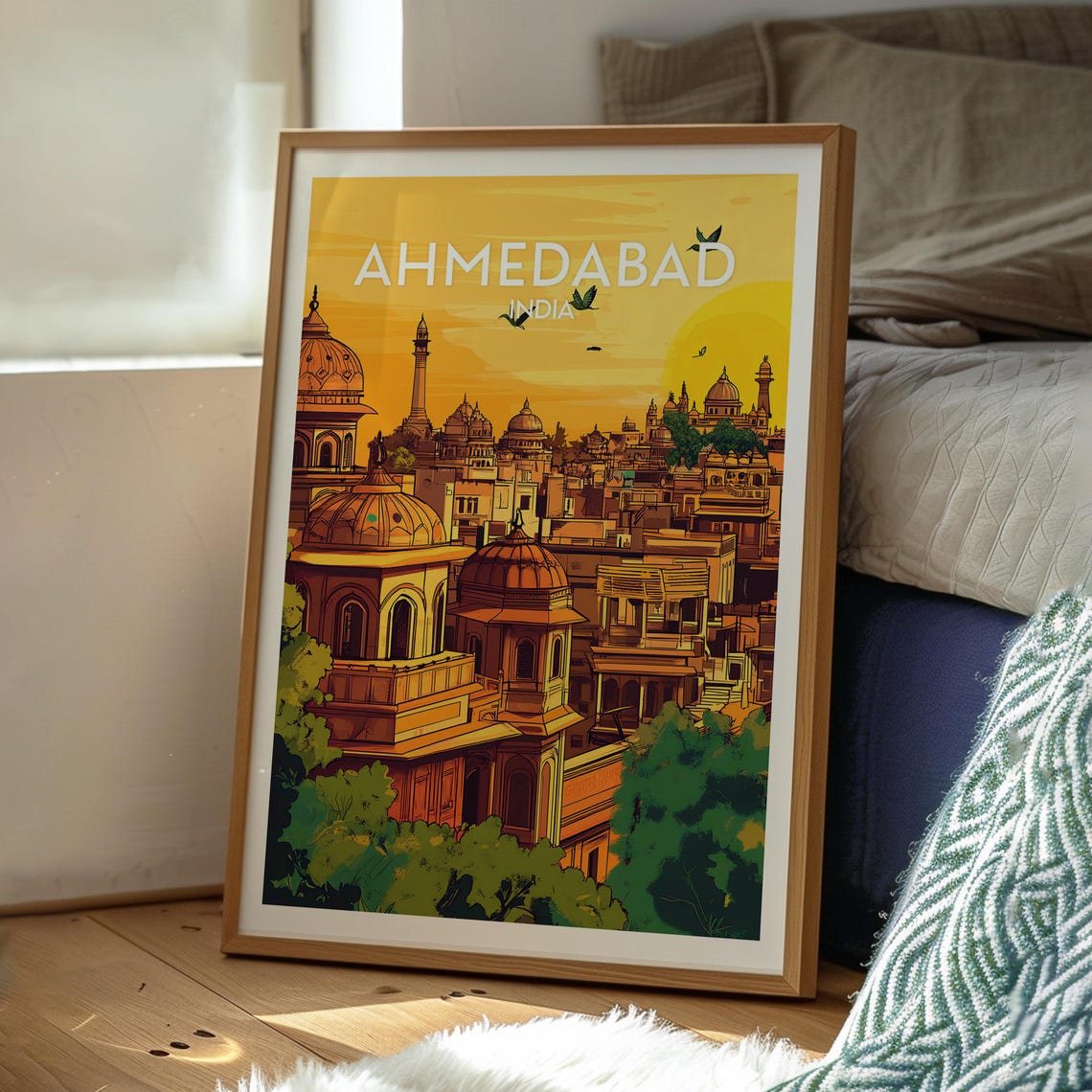 Ahmedabad India Golden Sunset Old City Domes Heritage Poster - Image 3