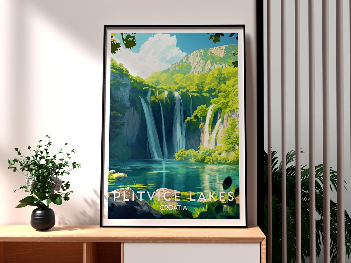 Plitvice Lakes Croatia Waterfalls Emerald Forest Pools Poster