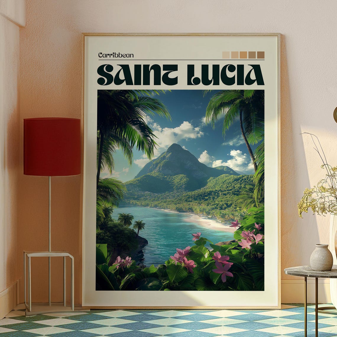 Saint Lucia Print Caribbean Wall Art Travel Poster Beach St - Image 2