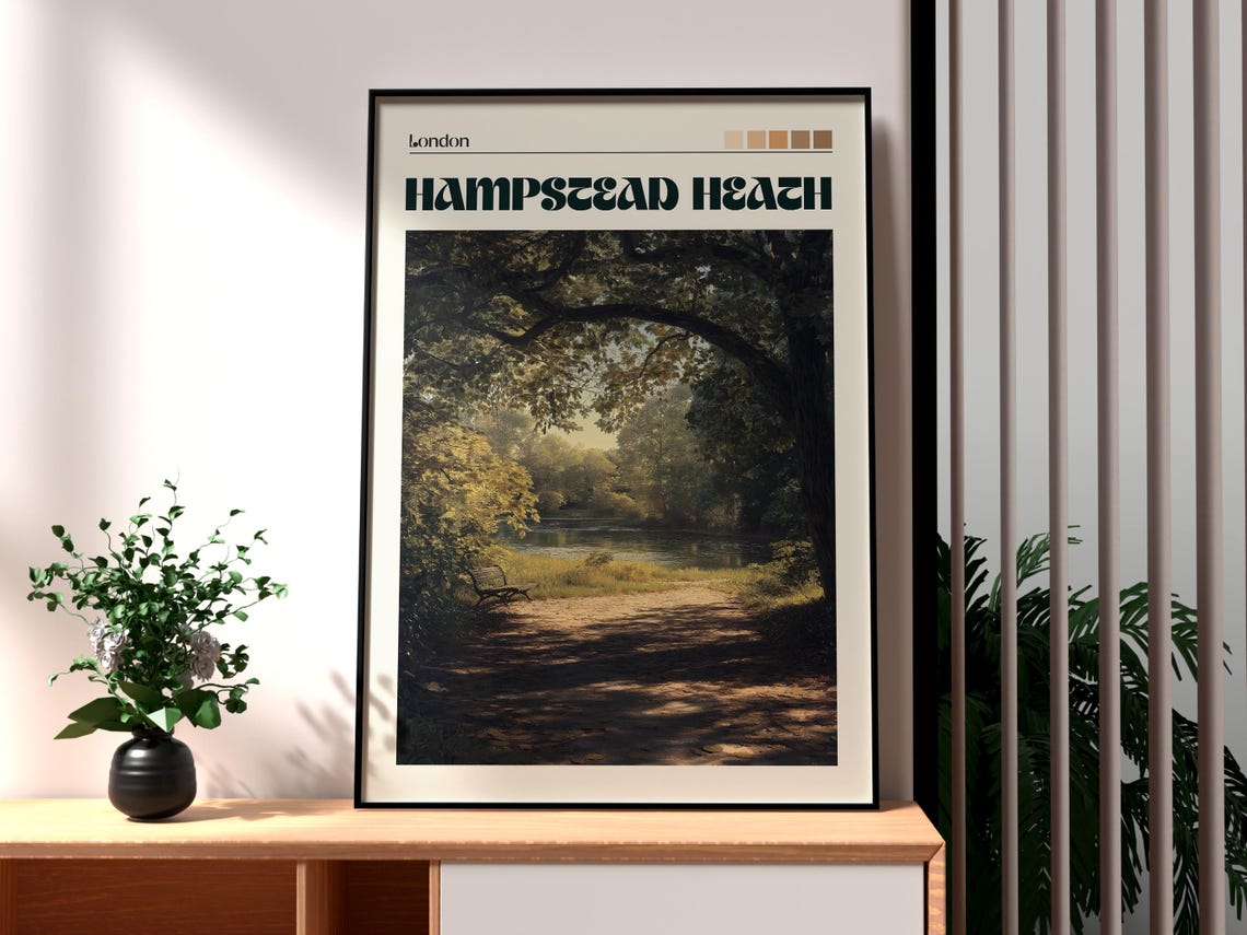 Hampstead Heath London Woodland Pond Tranquil Park Walk Poster