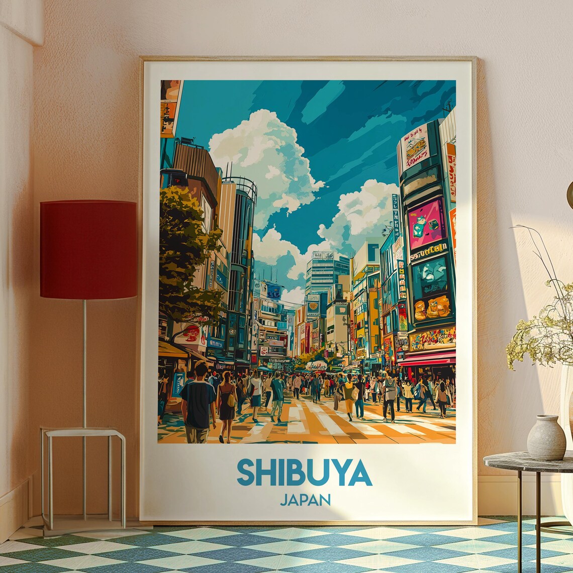 Shibuya Japan Neon Crossing Busy Crowd City Street Travel Poster - Image 2