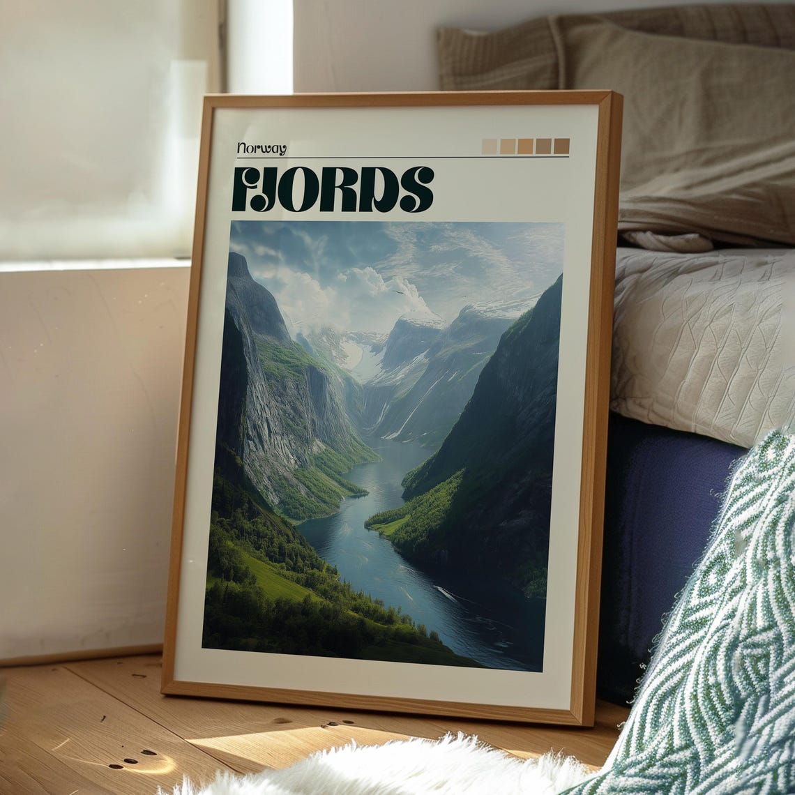 Norway Fjords Steep Green Mountains Water Valley Travel Poster - Image 3